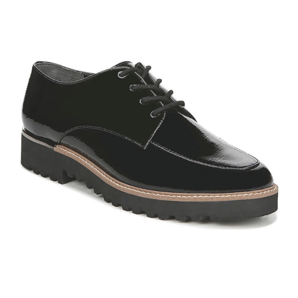 NWOT Black Franco Sarto Charles Glossy Derby Shoes Oxfords